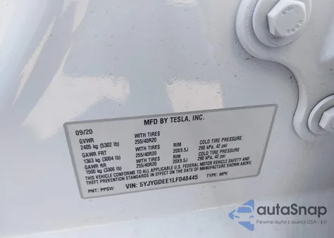 2020 Tesla Model Y Long Range Dual Motor All-Wheel Drive from USA, damaged, VIN 5YJYGDEE1LF048445